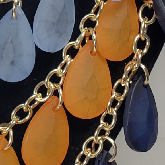 Polished Gold-tone Multi Layer - Colorful Water Droplets Beaded Necklace - Women - Picture 6 of 7